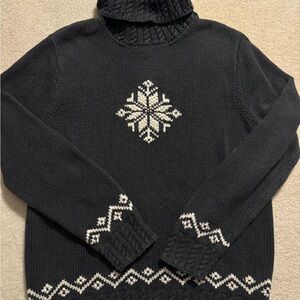 Navy Vintage Ralph Lauren Sweater  Turtleneck Sweater with Snowflake Design
